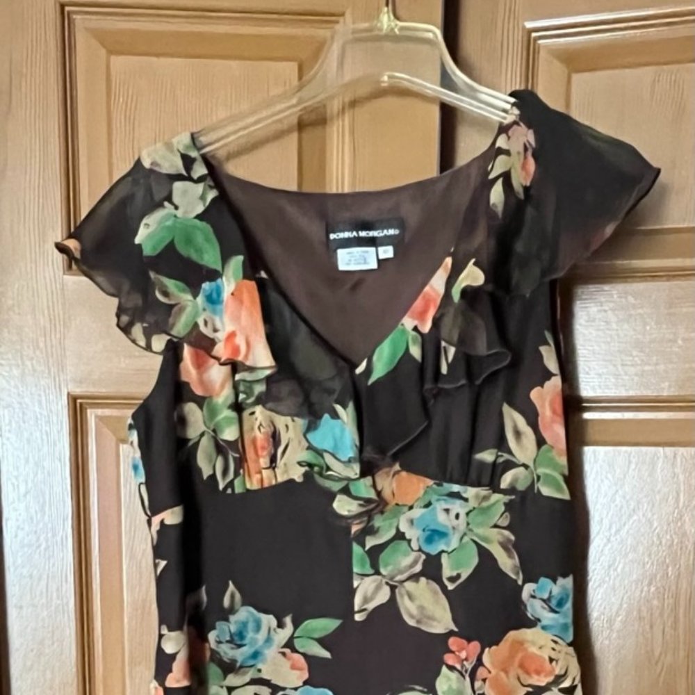 Black and Floral Ruffle Dress Size 12